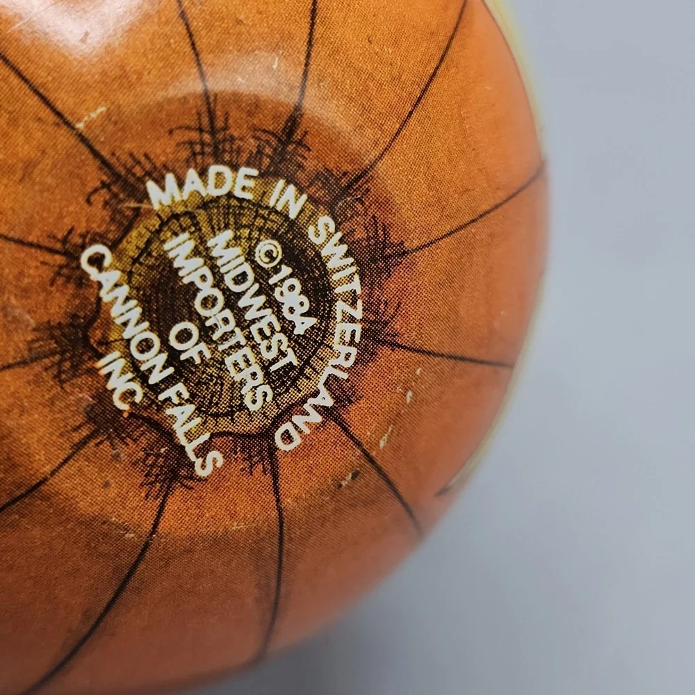 Vintage 80s Tin Pumpkin Jack-O-Lantern LOT OF 2 Midwest Importers Switzerland 3